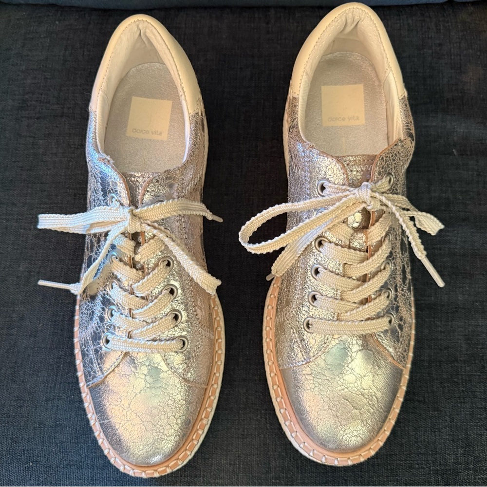 Dolce Vita Silver Lace-Up Sneakers